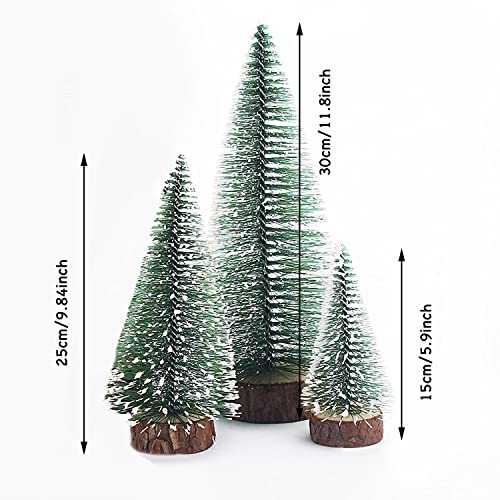 Mini Christmas Tree Set-30cm&25cm&15cm Small Artificial Tabletop Snow Covered Tiny Desktop Christmas Tree