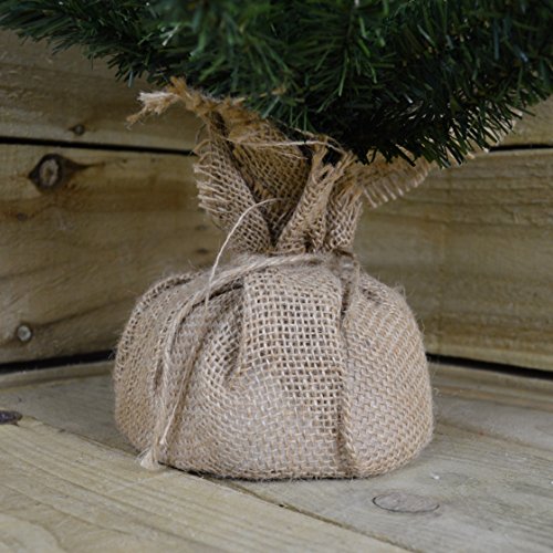 90cm (3ft) Mini Plain Green Christmas Tree in a Jute Bag
