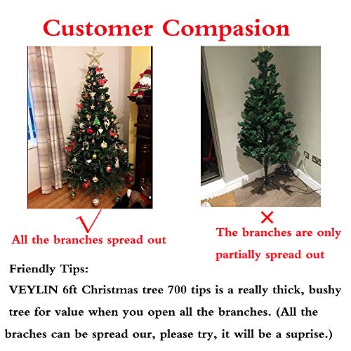 VEYLIN 6ft Christmas Tree - 700 Tips, Metal Stand