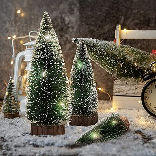 Mini Christmas Tree Set-30cm&25cm&15cm Small Artificial Tabletop Snow Covered Tiny Desktop Christmas Tree