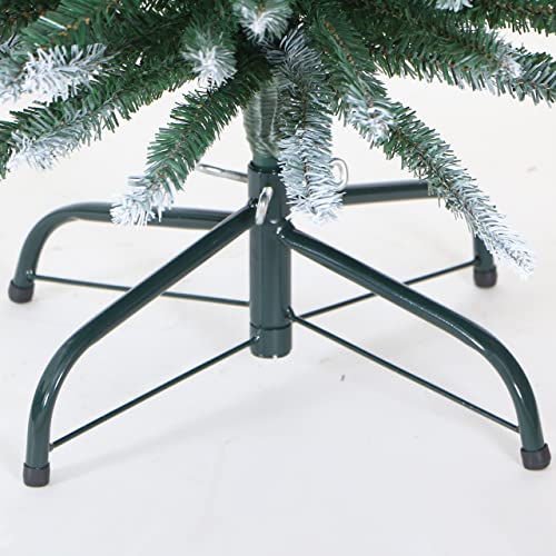 FB FunkyBuys 6ft Frosted Green Pine Pencil Slim Artificial Christmas Tree with 555 Branch Tips & Metal Stand (Frosted, 6ft (180cm))