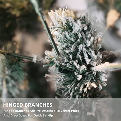 Snow Flocked Pre-Lit Christmas Tree with LED Lights - 7FT