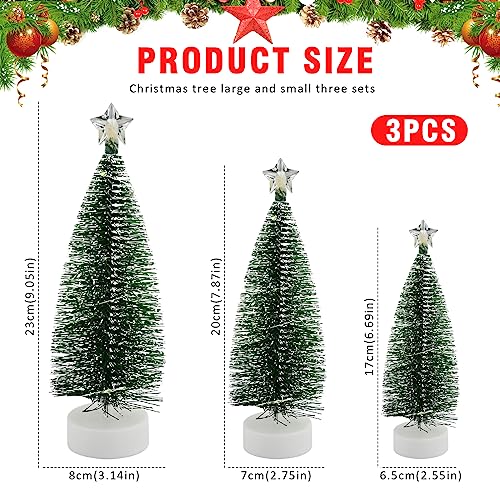3 Pcs Tabletop Christmas Tree with Lights Mini Artificial Xmas Tree with LED String Lights Christmas Party Decoration Miniature Table Ornaments Home Office Tabletop Decor Mini Desk Top Christmas Tree