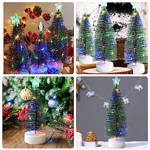 3 Pcs Tabletop Christmas Tree with Lights Mini Artificial Xmas Tree with LED String Lights Christmas Party Decoration Miniature Table Ornaments Home Office Tabletop Decor Mini Desk Top Christmas Tree