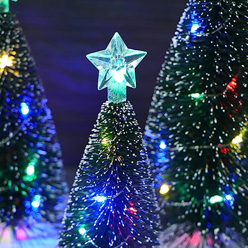 3 Pcs Tabletop Christmas Tree with Lights Mini Artificial Xmas Tree with LED String Lights Christmas Party Decoration Miniature Table Ornaments Home Office Tabletop Decor Mini Desk Top Christmas Tree