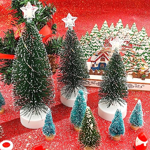 3 Pcs Tabletop Christmas Tree with Lights Mini Artificial Xmas Tree with LED String Lights Christmas Party Decoration Miniature Table Ornaments Home Office Tabletop Decor Mini Desk Top Christmas Tree