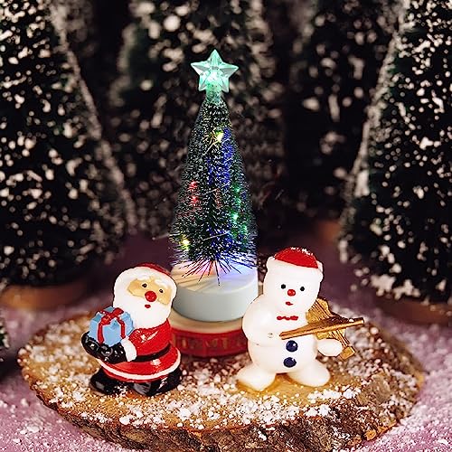 3 Pcs Tabletop Christmas Tree with Lights Mini Artificial Xmas Tree with LED String Lights Christmas Party Decoration Miniature Table Ornaments Home Office Tabletop Decor Mini Desk Top Christmas Tree