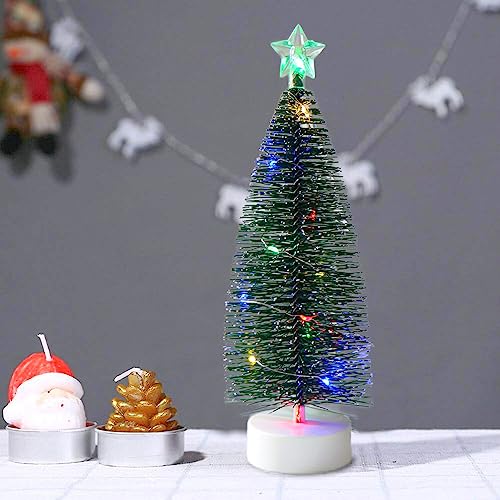 3 Pcs Tabletop Christmas Tree with Lights Mini Artificial Xmas Tree with LED String Lights Christmas Party Decoration Miniature Table Ornaments Home Office Tabletop Decor Mini Desk Top Christmas Tree