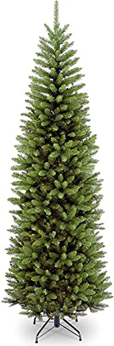 Abaseen Green Pine Pencil Slim Artificial Christmas Tree with bushy thick Branch Tips & Metal Stand (6ft (180cm))