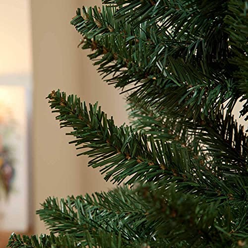 Abaseen Green Pine Pencil Slim Artificial Christmas Tree with bushy thick Branch Tips & Metal Stand (6ft (180cm))