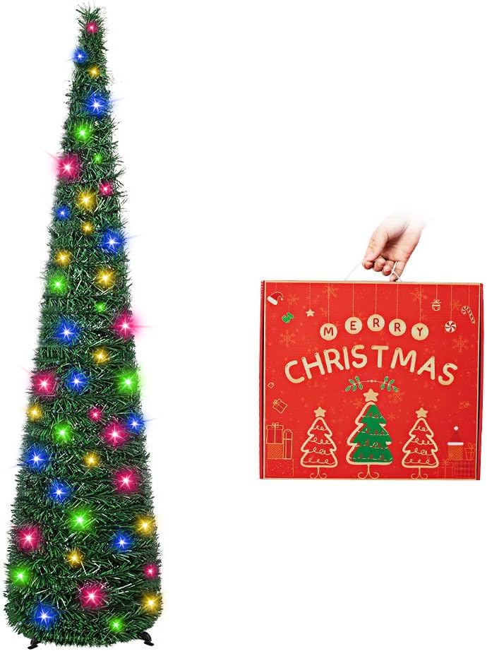 5ft Collapsible Pop Up Tinsel Tree - Christmas Home Decor