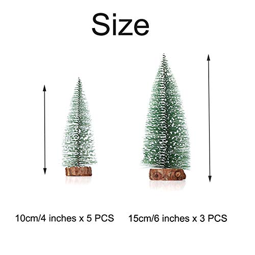 Snowy Sisal Trees: 8 Mini Christmas Tree Set