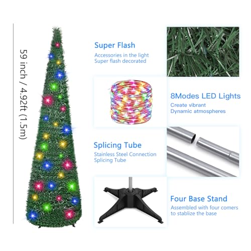 5ft Collapsible Pop Up Tinsel Christmas Tree