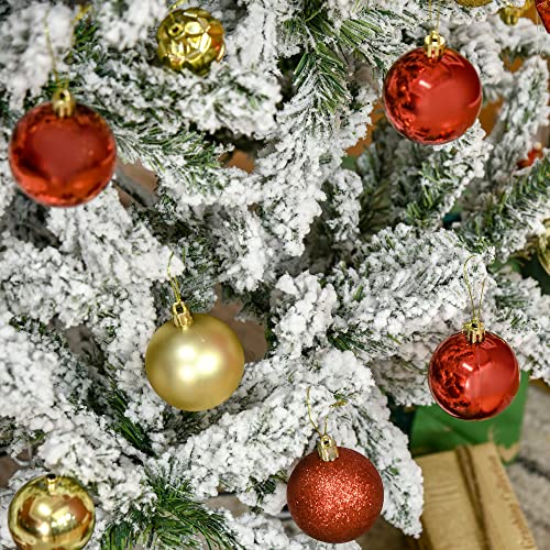 HOMCOM 5 Ft Snow Flocked Christmas Pine Tree