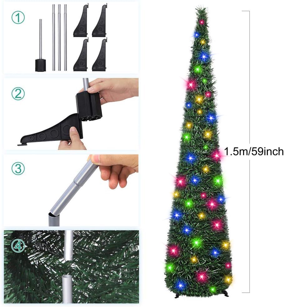 5ft Collapsible Pop Up Tinsel Christmas Tree