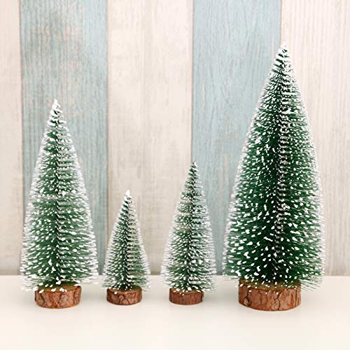 Snowy Sisal Trees: 8 Mini Christmas Tree Set