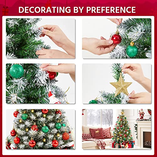 Yaheetech 3ft Artificial Christmas Tree Prelit Frosted Tabletop Mini Snow Flocked Xmas Tree Holiday Decorations for Home/Office 1Pack