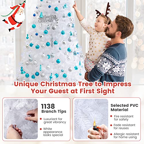 Traditional White Xmas Tree: GYMAX 8FT Artificial Christmas Tree