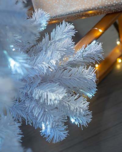 WeRChristmas Pre Lit Deluxe Pine Christmas Tree with 250 White LED Lights, White, 6 feet/1.8m