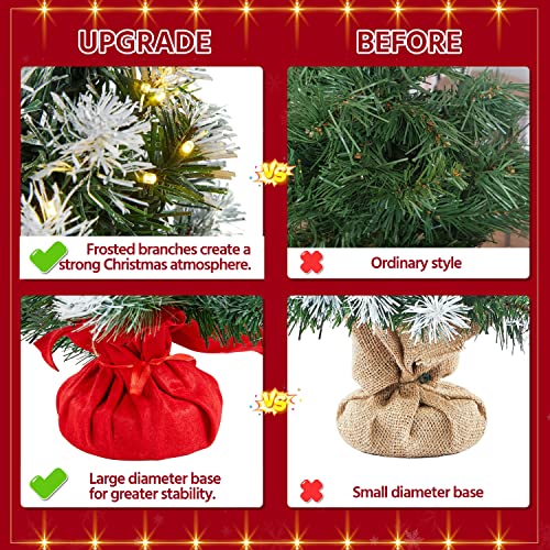 Yaheetech 3ft Artificial Christmas Tree Prelit Frosted Tabletop Mini Snow Flocked Xmas Tree Holiday Decorations for Home/Office 1Pack
