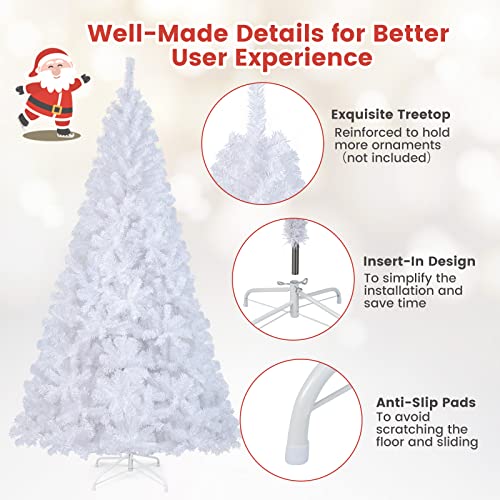 Traditional White Xmas Tree: GYMAX 8FT Artificial Christmas Tree