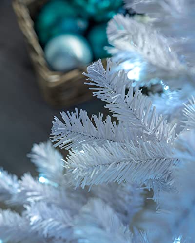 WeRChristmas Pre Lit Deluxe Pine Christmas Tree with 250 White LED Lights, White, 6 feet/1.8m