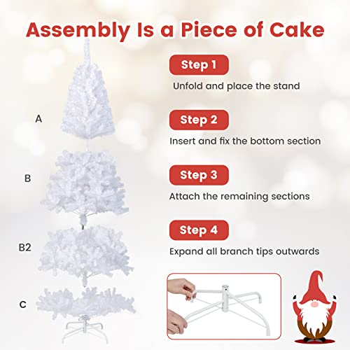 Traditional White Xmas Tree: GYMAX 8FT Artificial Christmas Tree