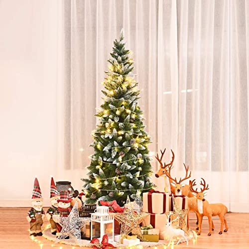 Snow Flocked Pencil Christmas Tree with Pine Cones - 8ft