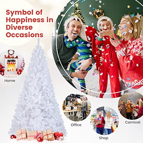 Traditional White Xmas Tree: GYMAX 8FT Artificial Christmas Tree