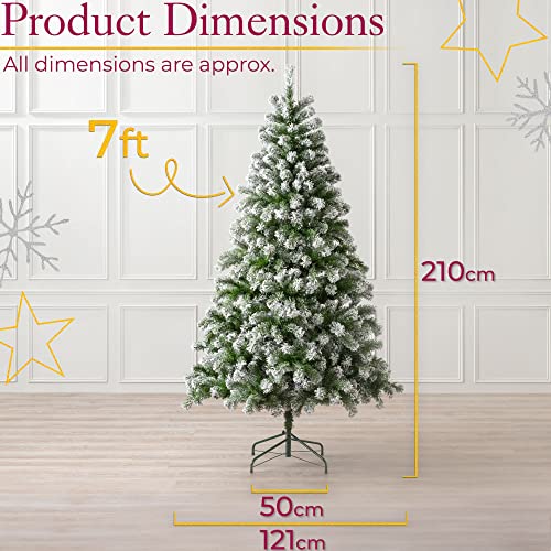 7ft Snowy Christmas Tree: Artificial Snow Frosted Spruce
