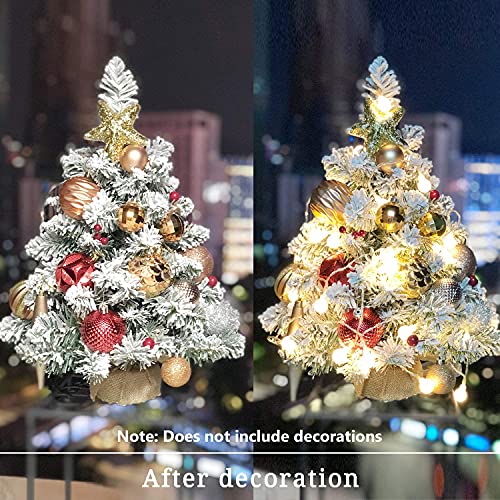 Snow Flocked Mini Christmas Tree with LED Lights