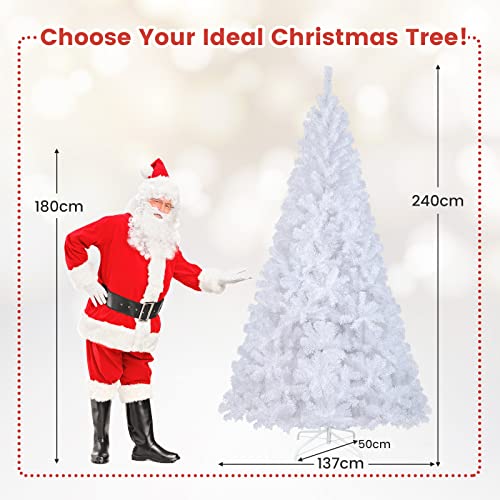 Traditional White Xmas Tree: GYMAX 8FT Artificial Christmas Tree