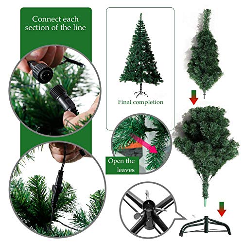 4Ft-12Ft Alaskan Pine Pre-Lit Christmas Tree, Multicolour LEDs