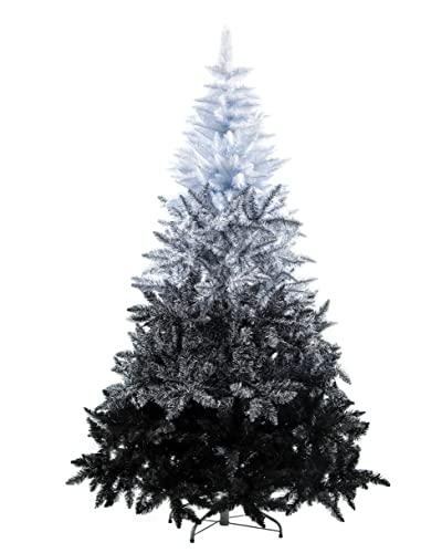 Snowy Mountain Tips: Black & White 7FT Christmas Tree