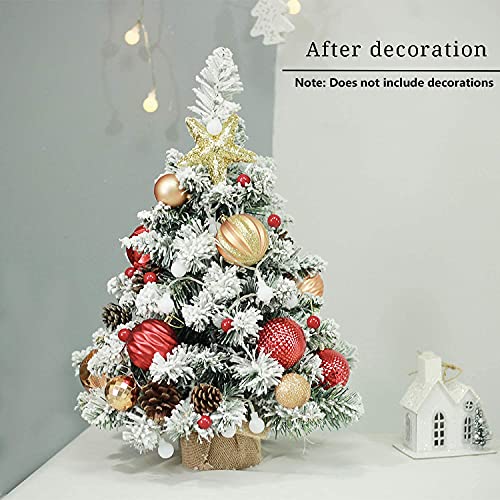 Snow Flocked Mini Christmas Tree with LED Lights