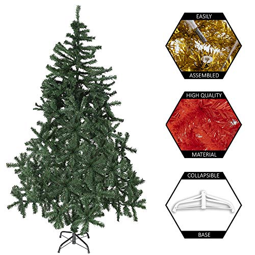 Bravich 120 CM / 4 Ft Green Christmas Tree With 300 Tips & Base Stand. Large Thick Tinsel PVC Artificial Tree For Indoor Xmas Home Decorations. Easy Fold Pine Branches & Light For Storage.