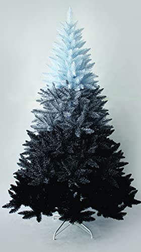 SHATCHI Snowy Mountain Tips with 4 Shades of Black and White Artificial Christmas Tree Holiday Home Xmas Festive Decorations, PVC, 7FT