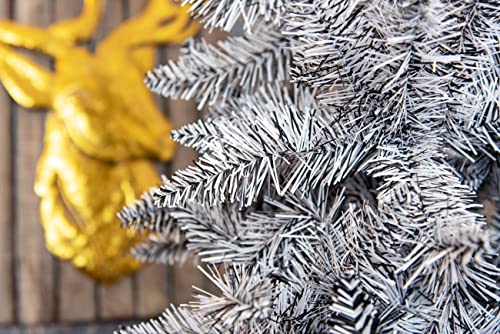 SHATCHI Snowy Mountain Tips with 4 Shades of Black and White Artificial Christmas Tree Holiday Home Xmas Festive Decorations, PVC, 7FT