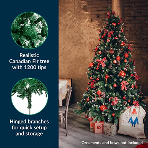 6FT Prextex Artificial Christmas Tree - Easy Assembly, Snowy White, Metal Stand