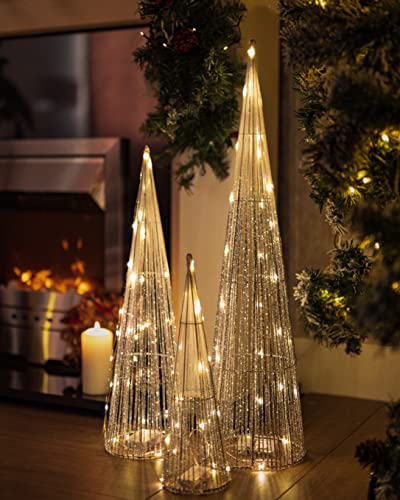 Silver LED Christmas Tree Set - Indoor Xmas Decor