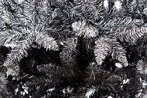 SHATCHI Snowy Mountain Tips with 4 Shades of Black and White Artificial Christmas Tree Holiday Home Xmas Festive Decorations, PVC, 7FT