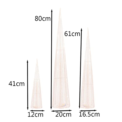 Marco Paul Interiors Traditional Sliver Light Up Christmas Tree Set Decorations with 90 LEDs - Battery Operated In-lit Standing Christmas Ornaments Festive Trees for Indoor Xmas Home Decor (Set of 3)