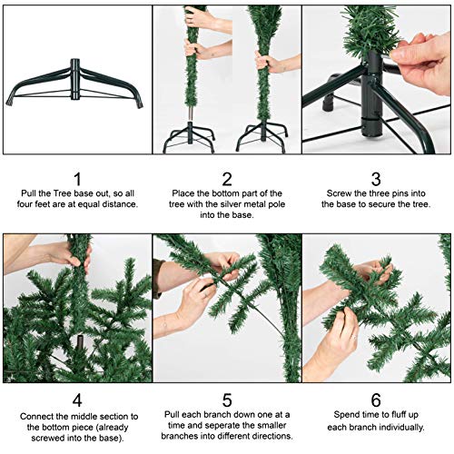 Bravich 120 CM / 4 Ft Green Christmas Tree With 300 Tips & Base Stand. Large Thick Tinsel PVC Artificial Tree For Indoor Xmas Home Decorations. Easy Fold Pine Branches & Light For Storage.