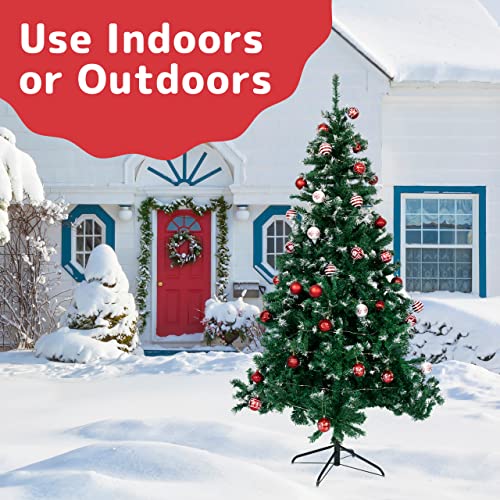 6FT Prextex Artificial Christmas Tree - Easy Assembly, Snowy White, Metal Stand