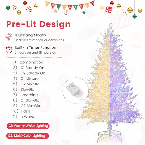 Pre-lit Artificial Christmas Tree with Multicolor LED Lights
