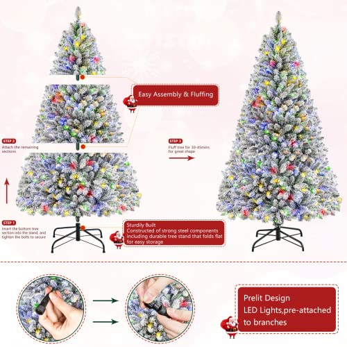 6ft Flocked Snowflake Christmas Tree with 470 Lights