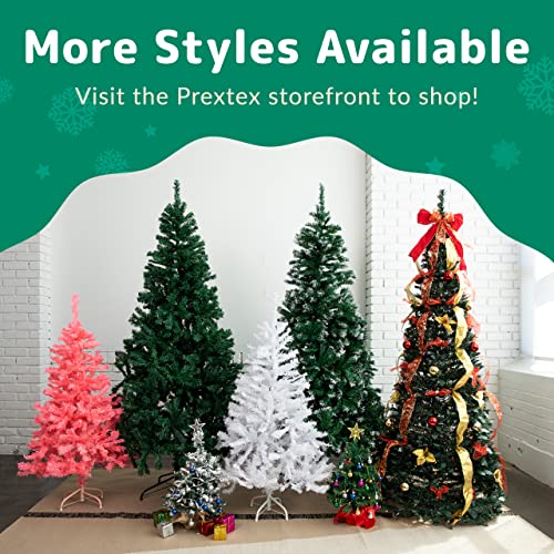 6FT Prextex Artificial Christmas Tree - Easy Assembly, Snowy White, Metal Stand