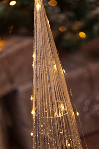 Marco Paul Interiors Traditional Sliver Light Up Christmas Tree Set Decorations with 90 LEDs - Battery Operated In-lit Standing Christmas Ornaments Festive Trees for Indoor Xmas Home Decor (Set of 3)