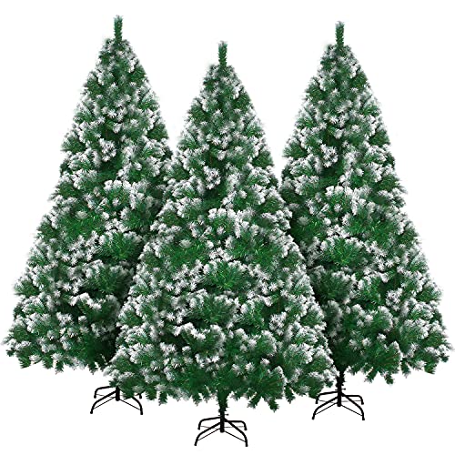 LOKIPA Artificial Christmas Tree,6ft Snow Flocked Christmas Tree with 900 Snow Effect Tips and Christmas Tree Metal Stand