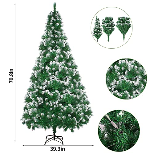 LOKIPA Artificial Christmas Tree,6ft Snow Flocked Christmas Tree with 900 Snow Effect Tips and Christmas Tree Metal Stand